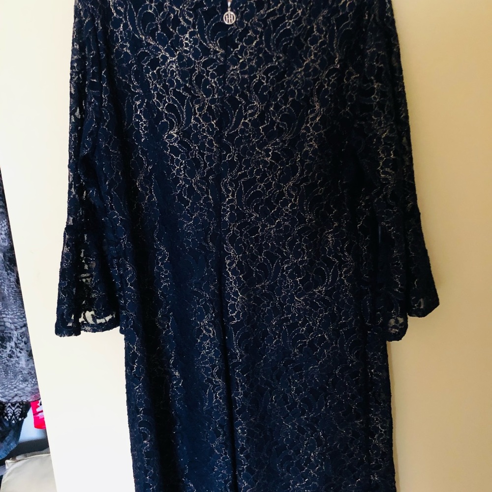 perfect celebration dress navy gold thread design